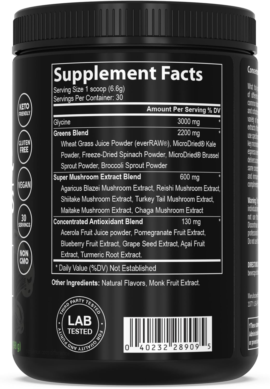 Original PEScience Greens & Superfoods Powder - 30 Servings, Turkey Tail Mushroom & Fruit Extracts Blend, Natural Chlorophyll Boost