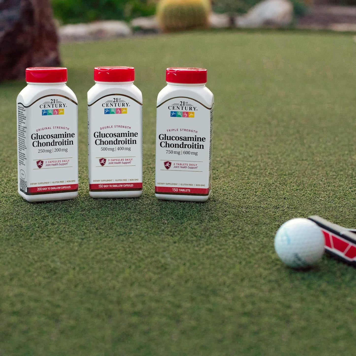 Original Strength Glucosamine and Chondroitin Capsules - 200 Easy to Swallow for Joint Health in the 21st Century