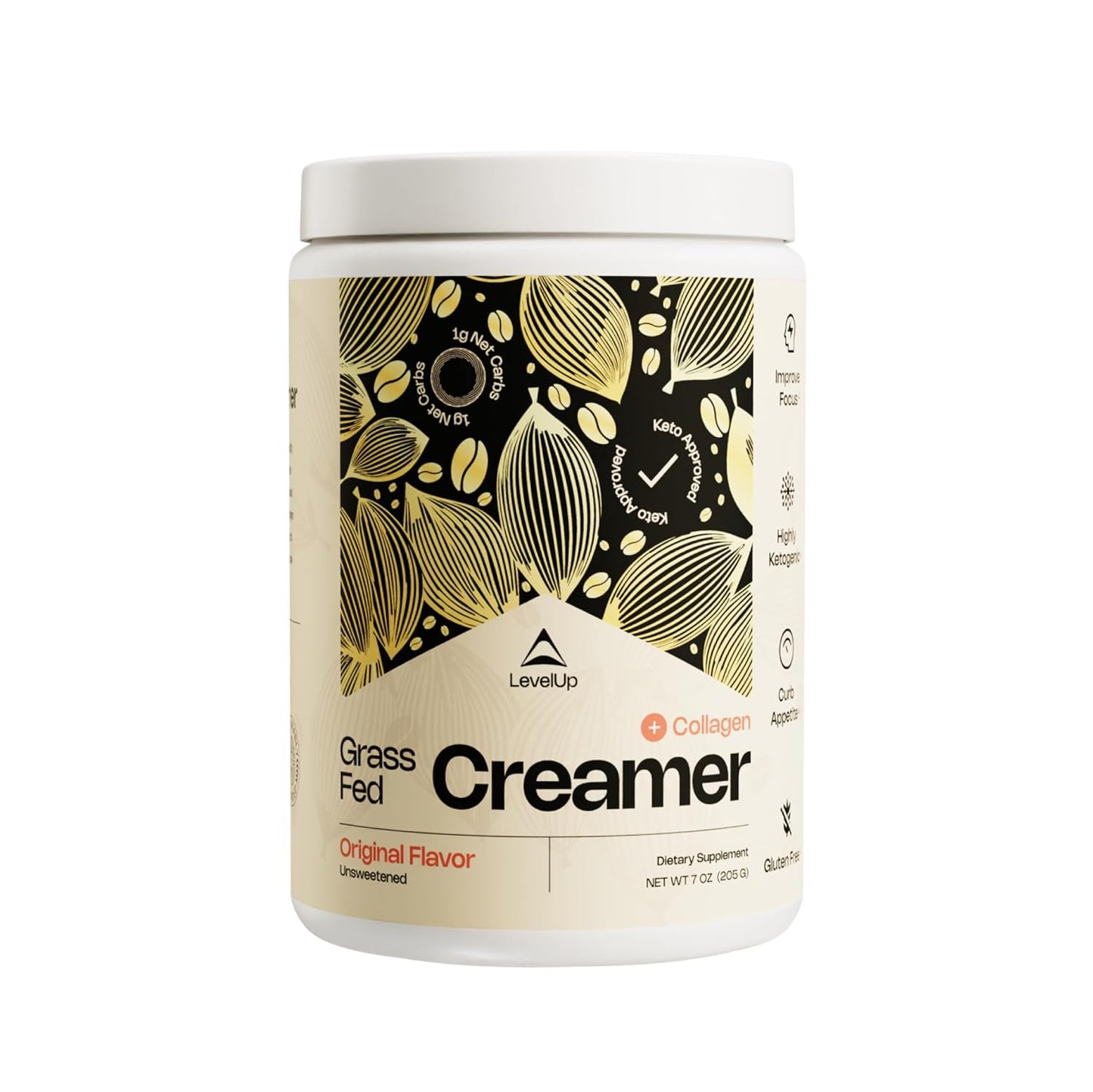 Original Unsweetened Keto Coffee Creamer with Energizing MCT Oil and Collagen Peptides for Natural Energy & Ketone Production - 7 oz