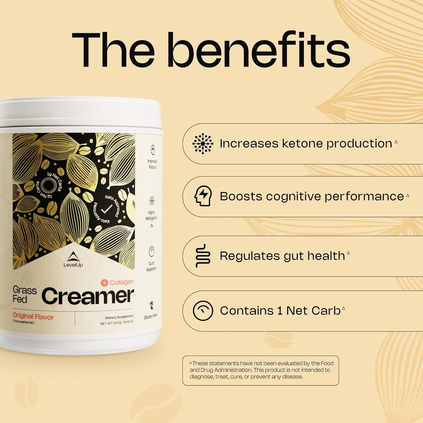 Original Unsweetened Keto Coffee Creamer with Energizing MCT Oil and Collagen Peptides for Natural Energy & Ketone Production - 7 oz