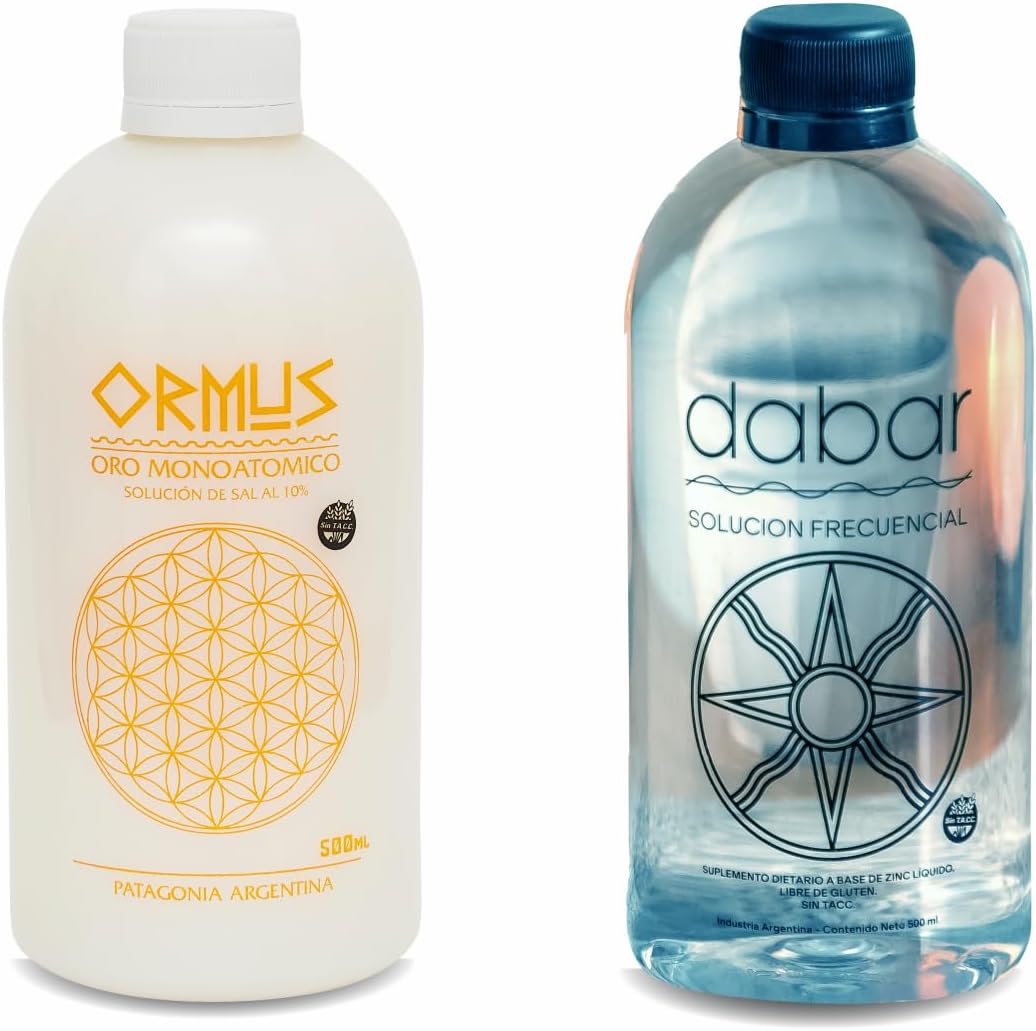 Ormus Gold Patagonia Dabar Frecuencial & Zinc Frequency Solution Kit, 500 ML - Natural Sea Minerals & Zinc Boost