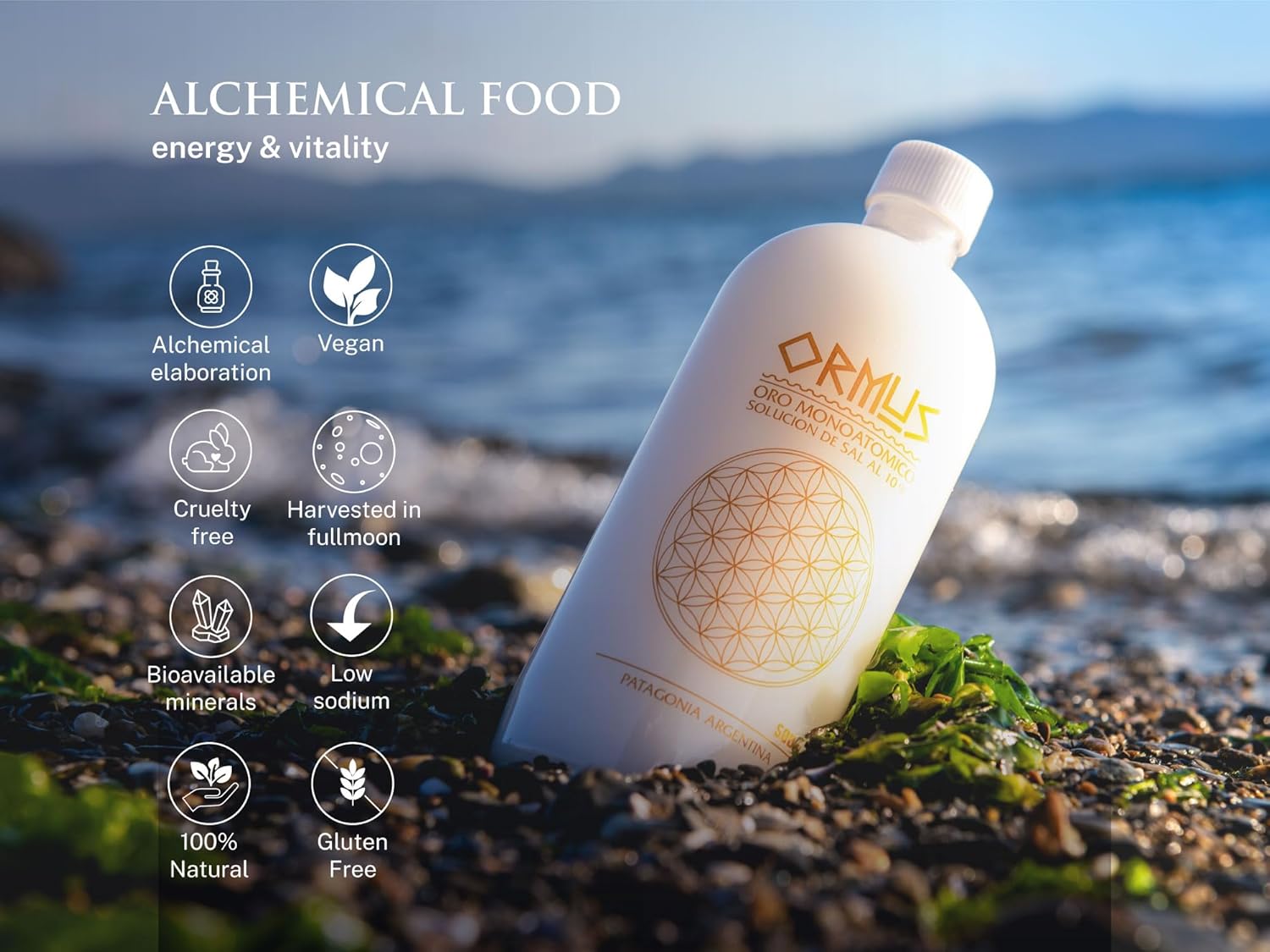 Ormus Gold Patagonia Dabar Frecuencial & Zinc Frequency Solution Kit, 500 ML - Natural Sea Minerals & Zinc Boost