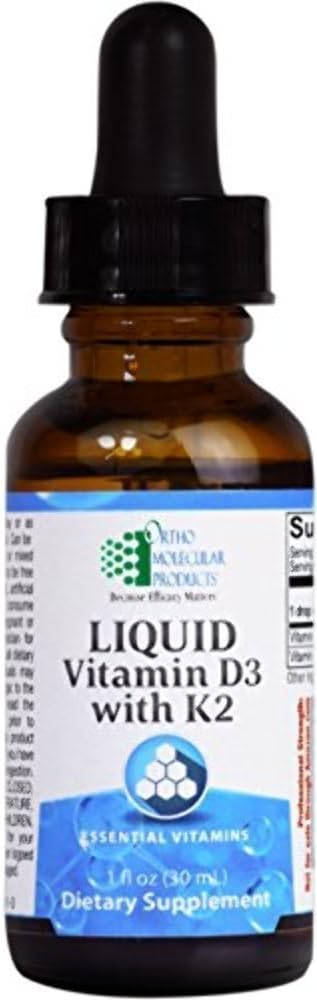 Ortho Molecular Liquid Vitamin D3 with K2 - 1 Ounce Liquid Supplement