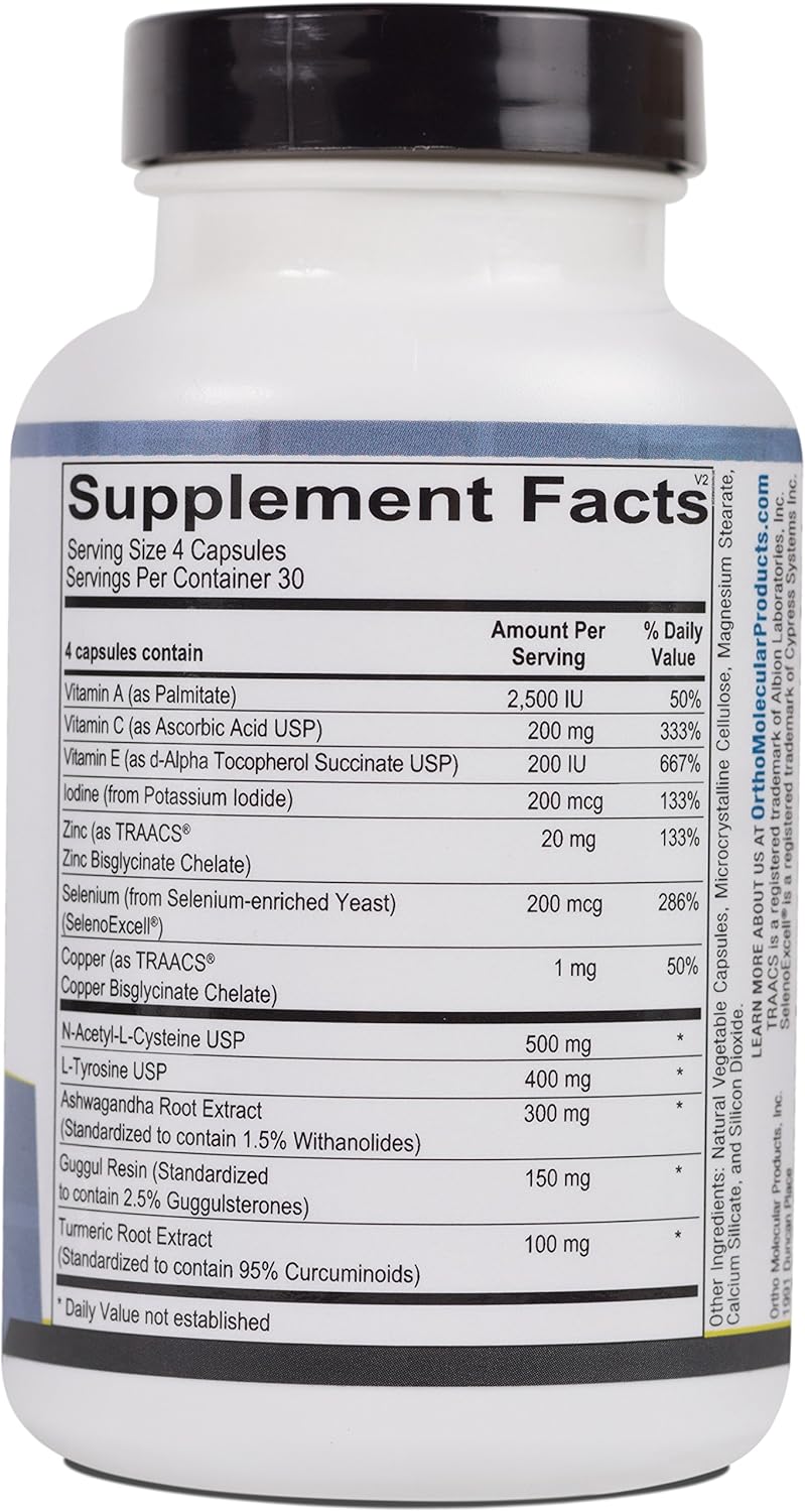 Ortho Molecular Thyrotain Capsules - 120 Count - Thyroid Support Supplement