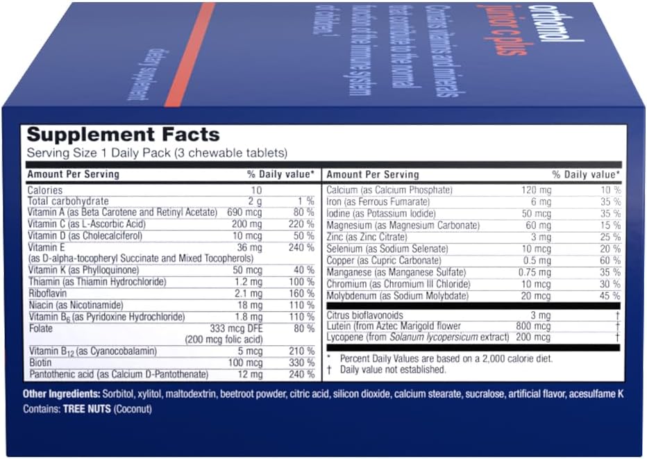 Orthomol Immun Junior C Plus Multivitamin for Kids, Wildberry Flavor, 30-Day Supply