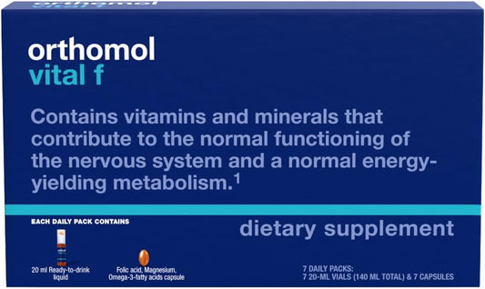 Orthomol Vital F Vial: Women's Multivitamin with Vitamins A, B, C, D, E, K, Calcium, Iodine, Omega-3 - 7-Day Supply