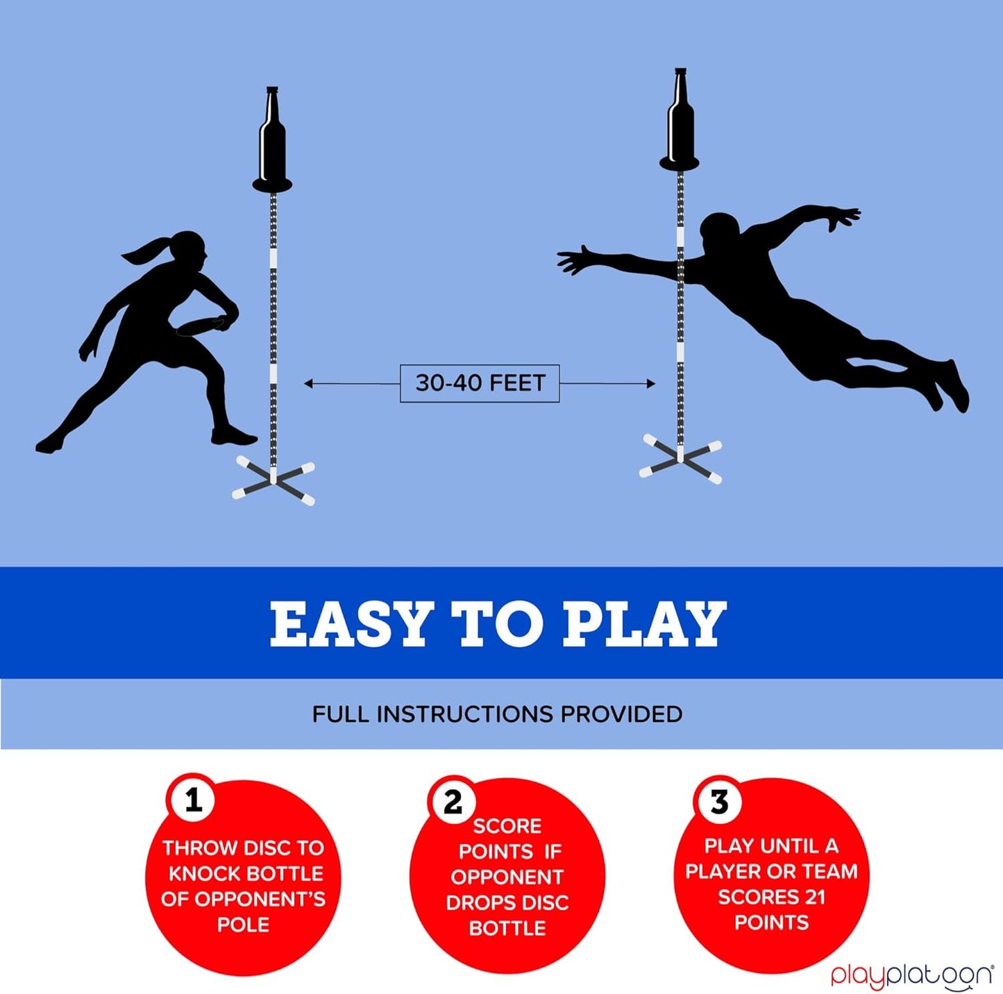 Outdoor Flying Disc Game Set for Teens & Adults - Play Platoon Bottle Jam - Perfect for Fourth of July Tailgate Parties