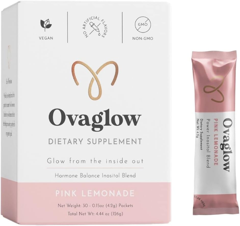 Ovaglow Powder Packets with Myo Inositol, D-Chiro Inositol, Chromium, and Folate for Ovarian Health