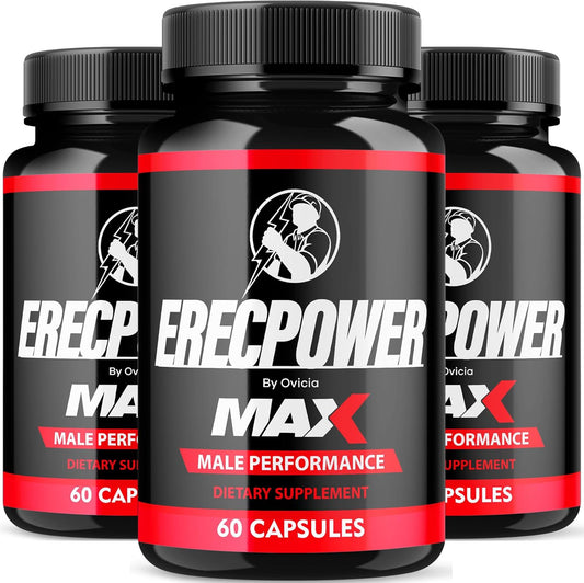 OVICIA Erecpower for Men Max (3 Pack) - Advanced Supplement for 3 Months