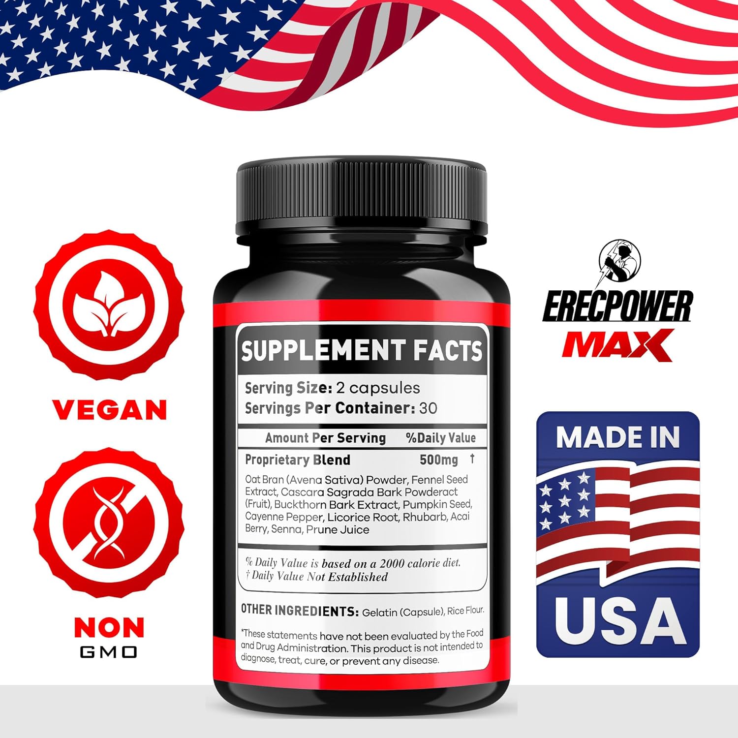 OVICIA Erecpower for Men Max (3 Pack) - Advanced Supplement for 3 Months