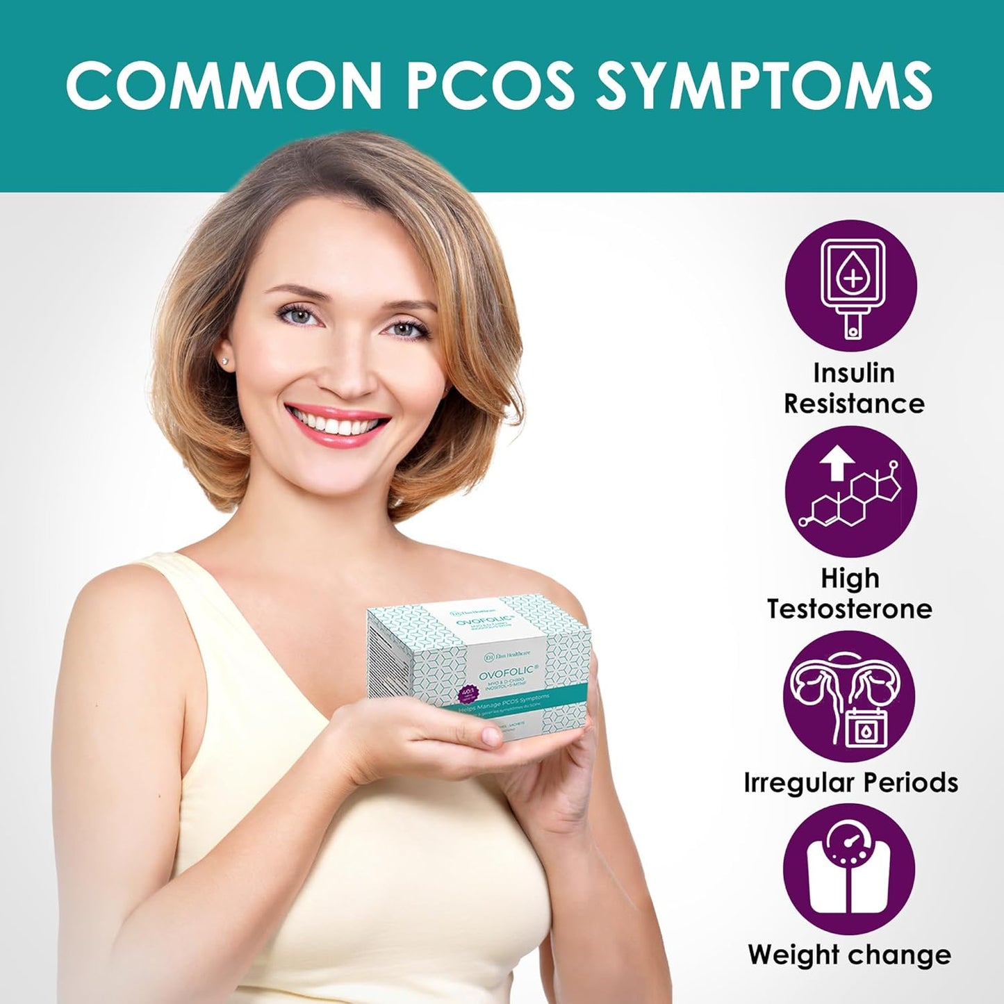 Ovofolic Inositol Supplement with Myo-Inositol, D-Chiro Inositol, and Active Folate - 30 Sachets