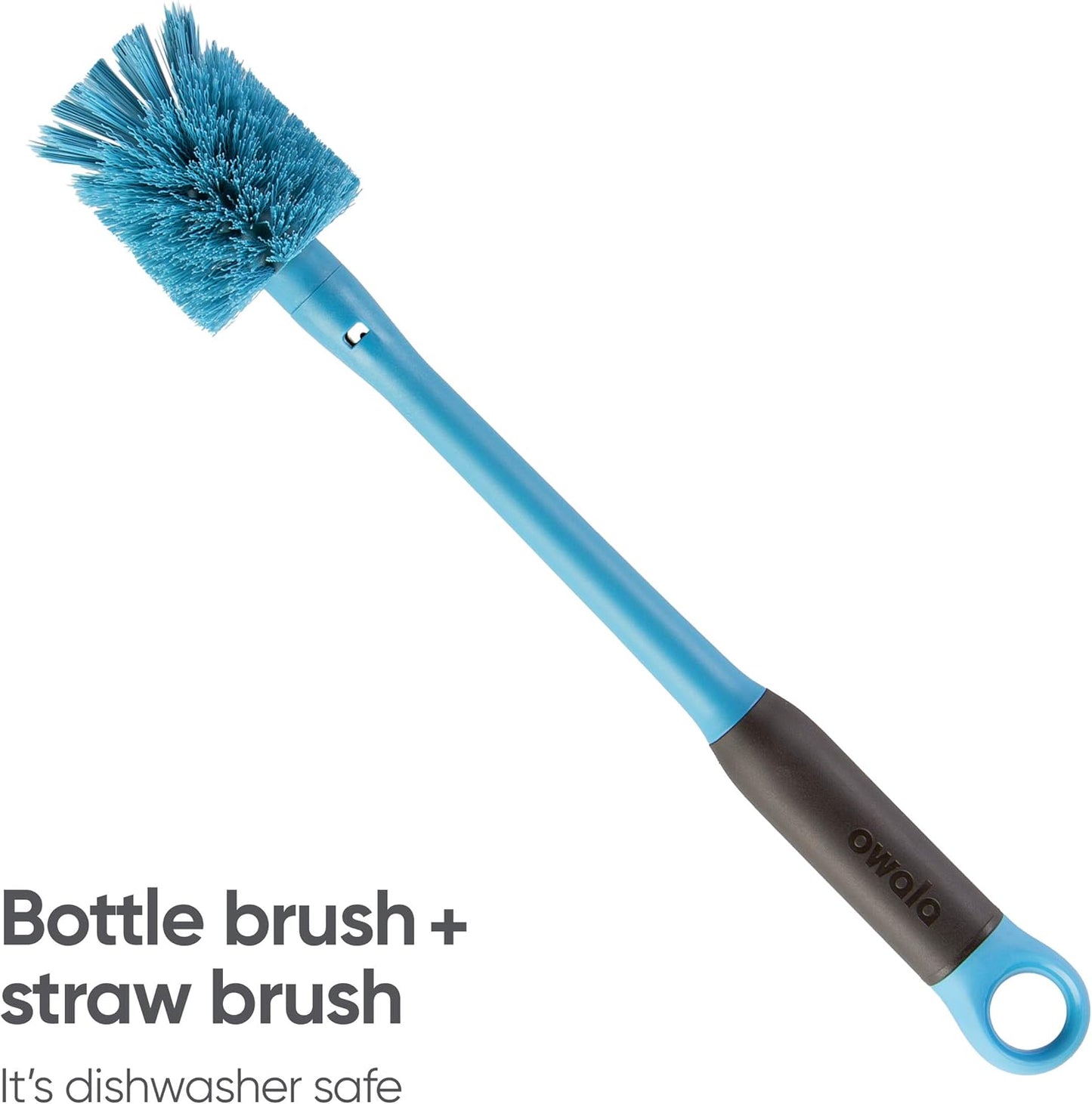 Owala 2-in-1 Water Bottle Brush Cleaner Set with Removable Head and Twist n’ Hide Straw Brush - Smokey Blue