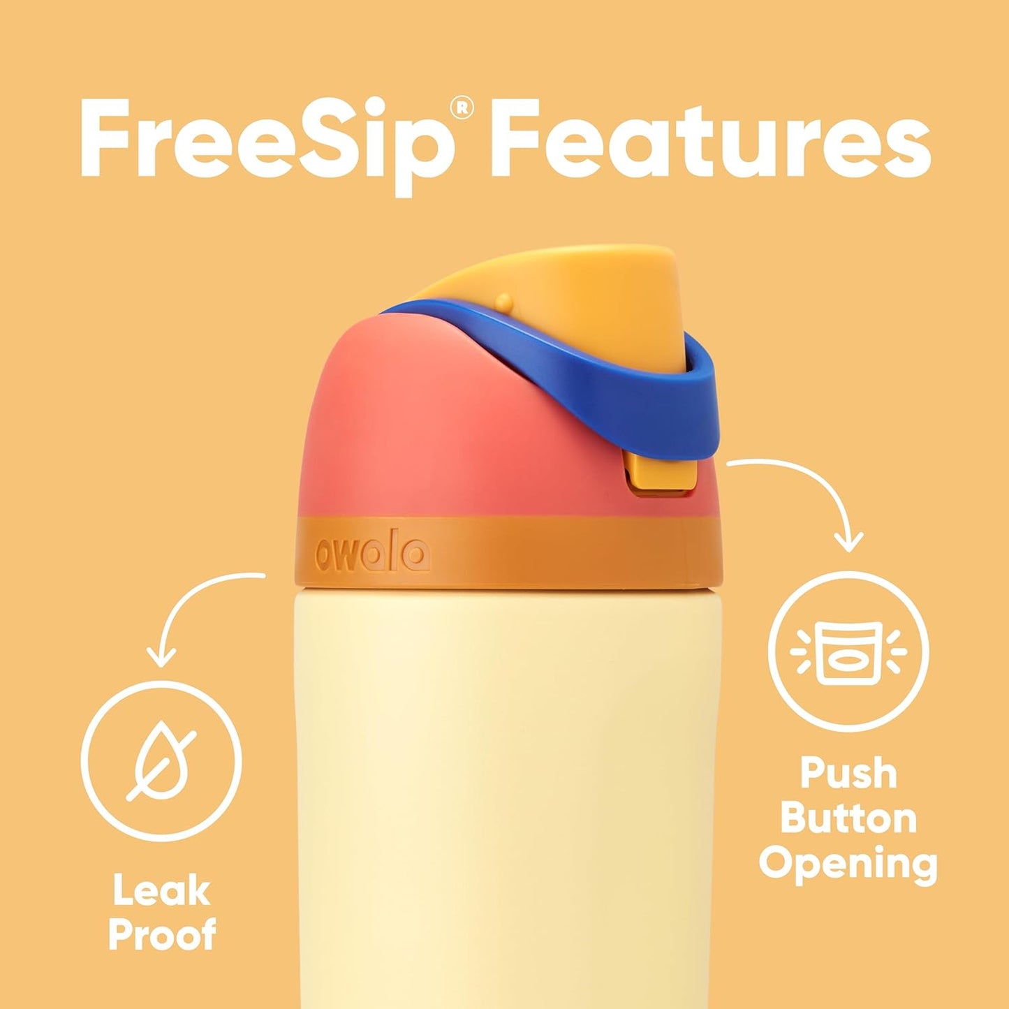 Owala Kids FreeSip Stainless Steel Water Bottle with Straw, BPA-Free, 16 oz, for Sports, Travel, School - Misty Horizon