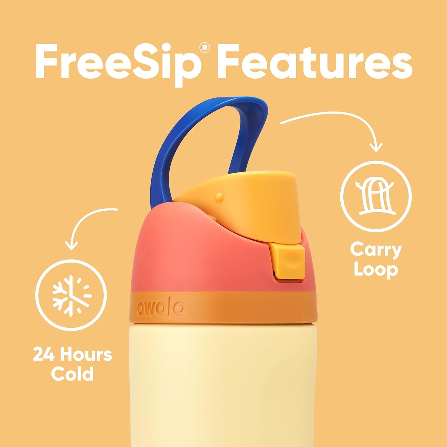 Owala Kids FreeSip Stainless Steel Water Bottle with Straw, BPA-Free, 16 oz, for Sports, Travel, School - Misty Horizon