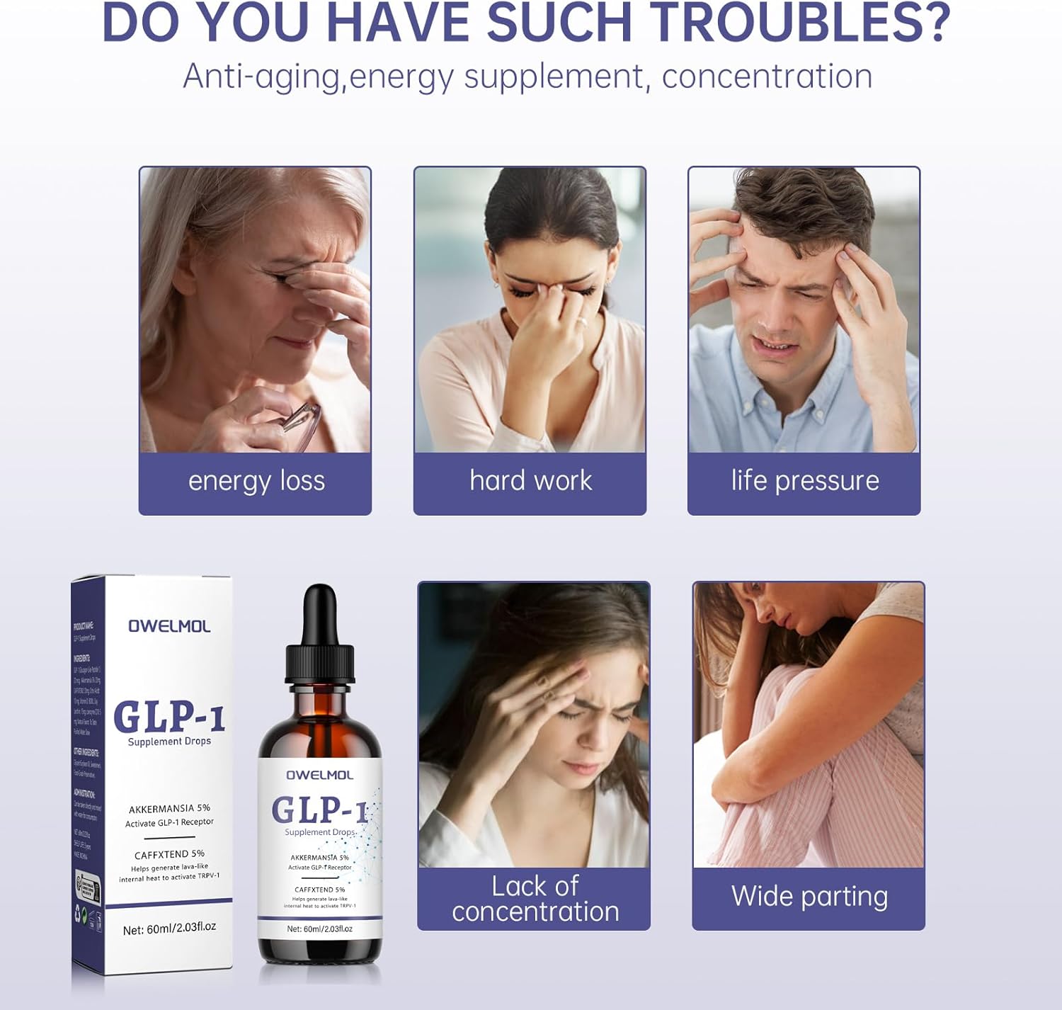 OWELMOL GLP-1 Supplement Drops - 2 Fl Oz for Men and Women - 554 Formula