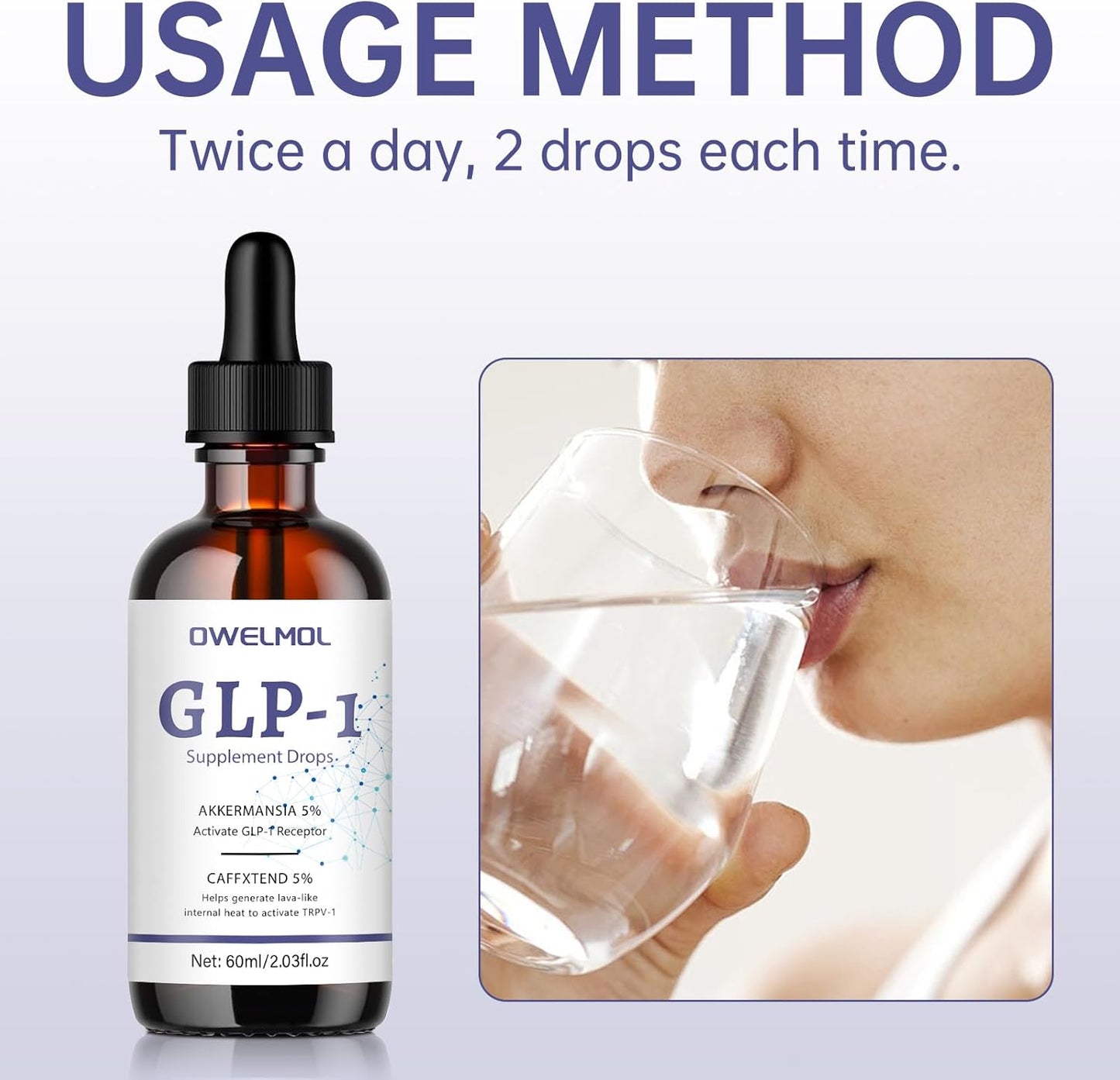 OWELMOL GLP-1 Supplement Drops - 2 Fl Oz for Men and Women - 554 Formula