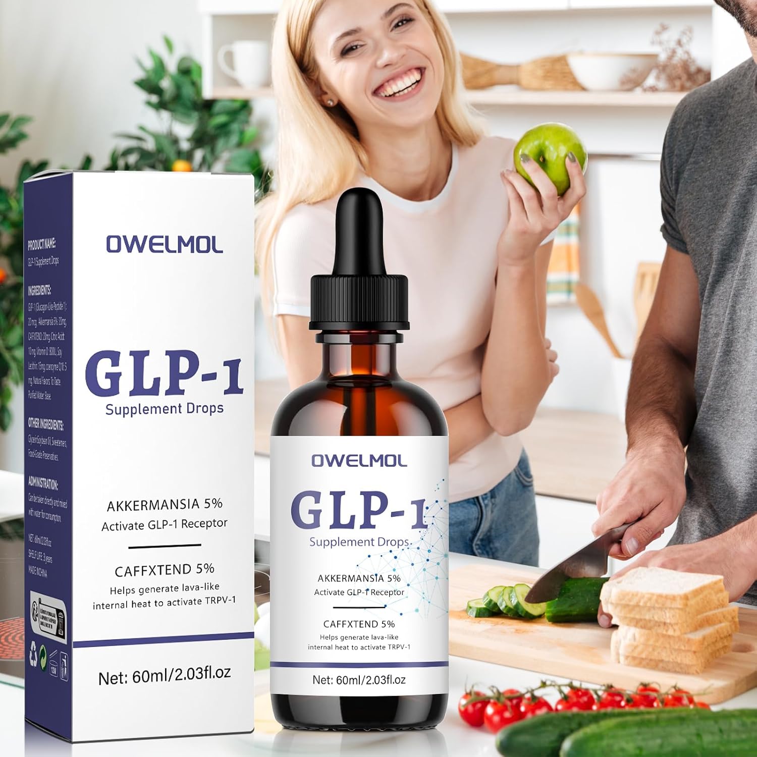 OWELMOL GLP-1 Supplement Drops - 2 Fl Oz for Men and Women - 554 Formula