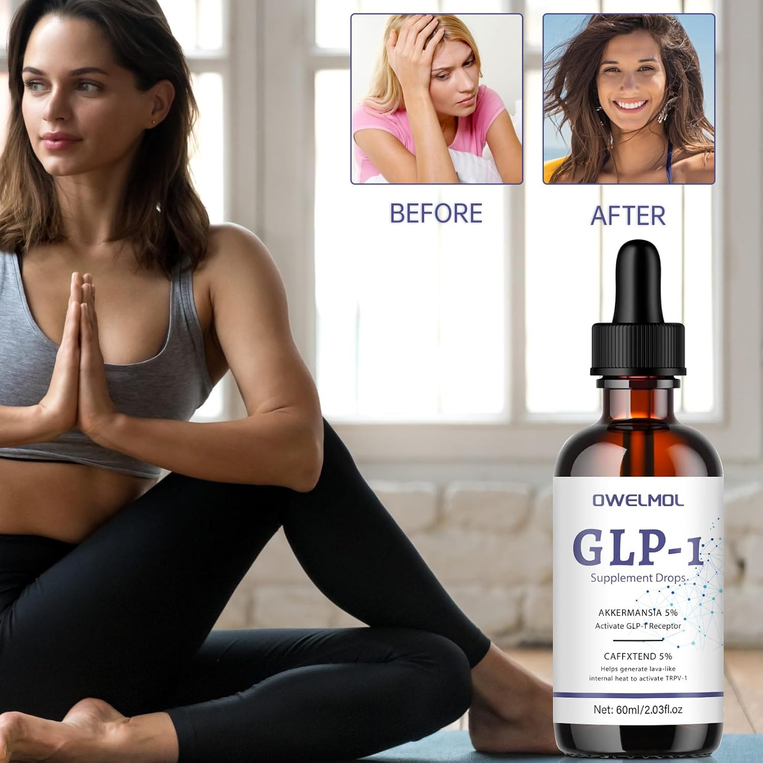 OWELMOL GLP-1 Supplement Drops - 2 Fl Oz for Men and Women - 554 Formula