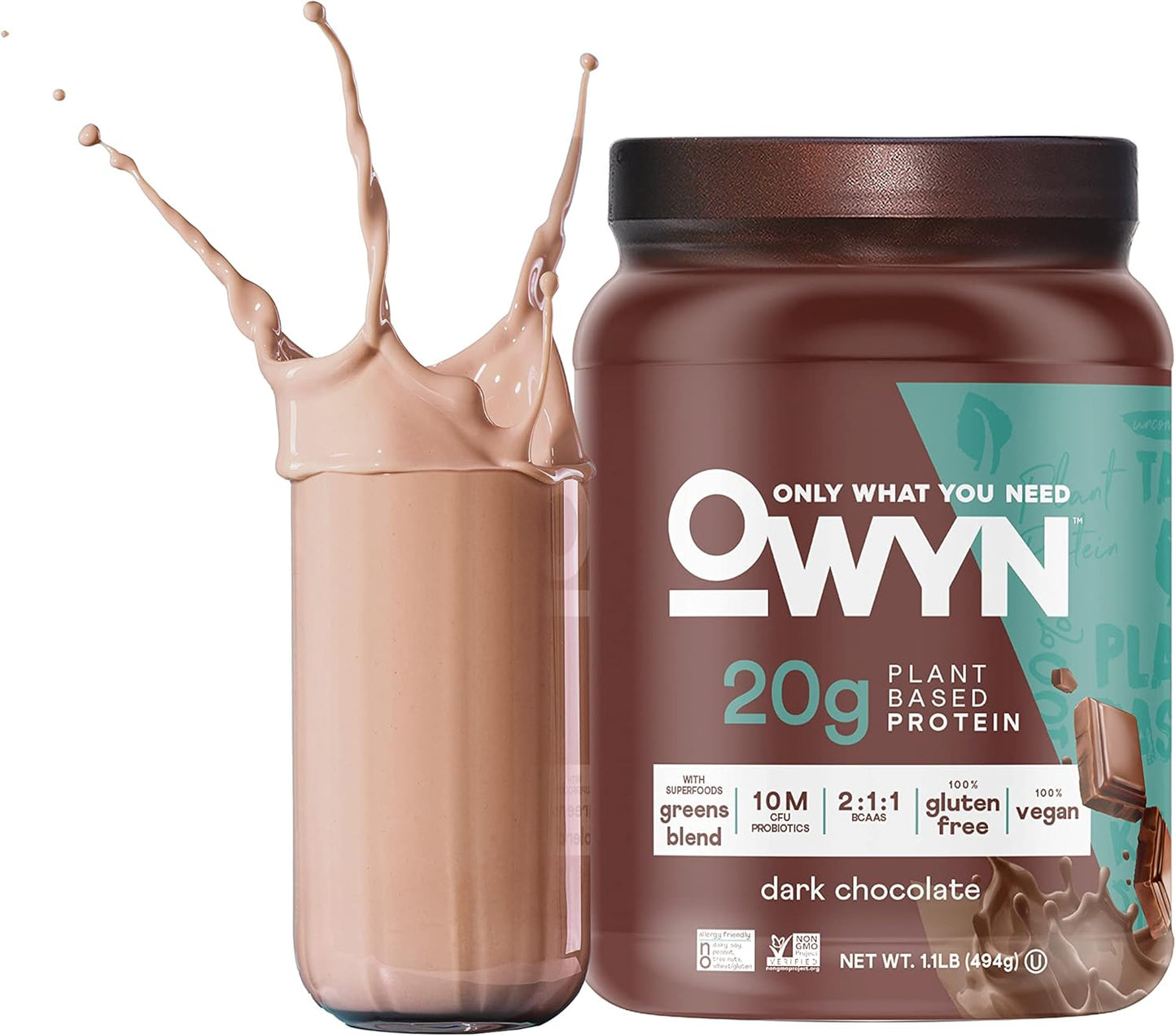 OWYN Plant-Based Protein Powder in Dark Chocolate - 1.17 lbs, Only What You Need