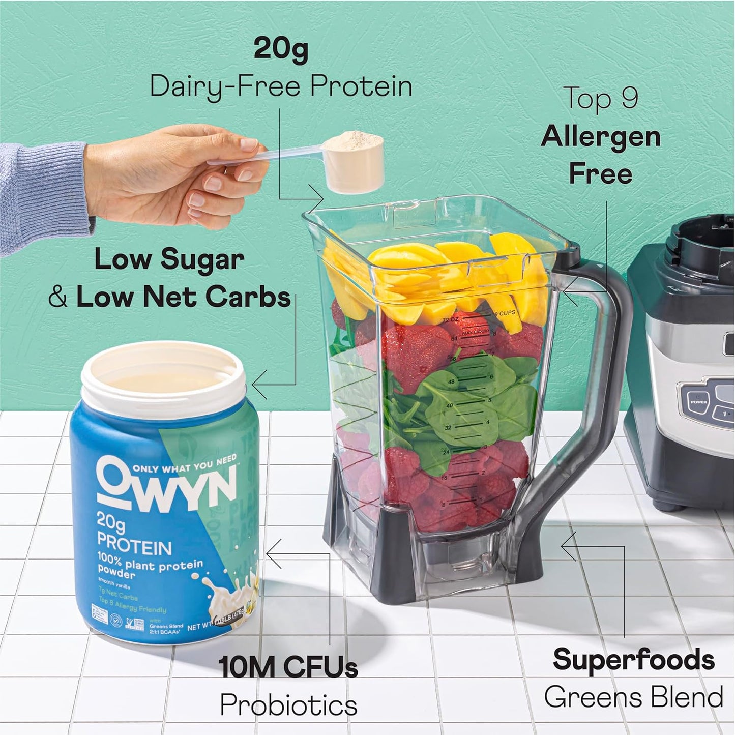 OWYN Plant-Based Protein Powder in Smooth Vanilla Flavor - 1.05 lbs