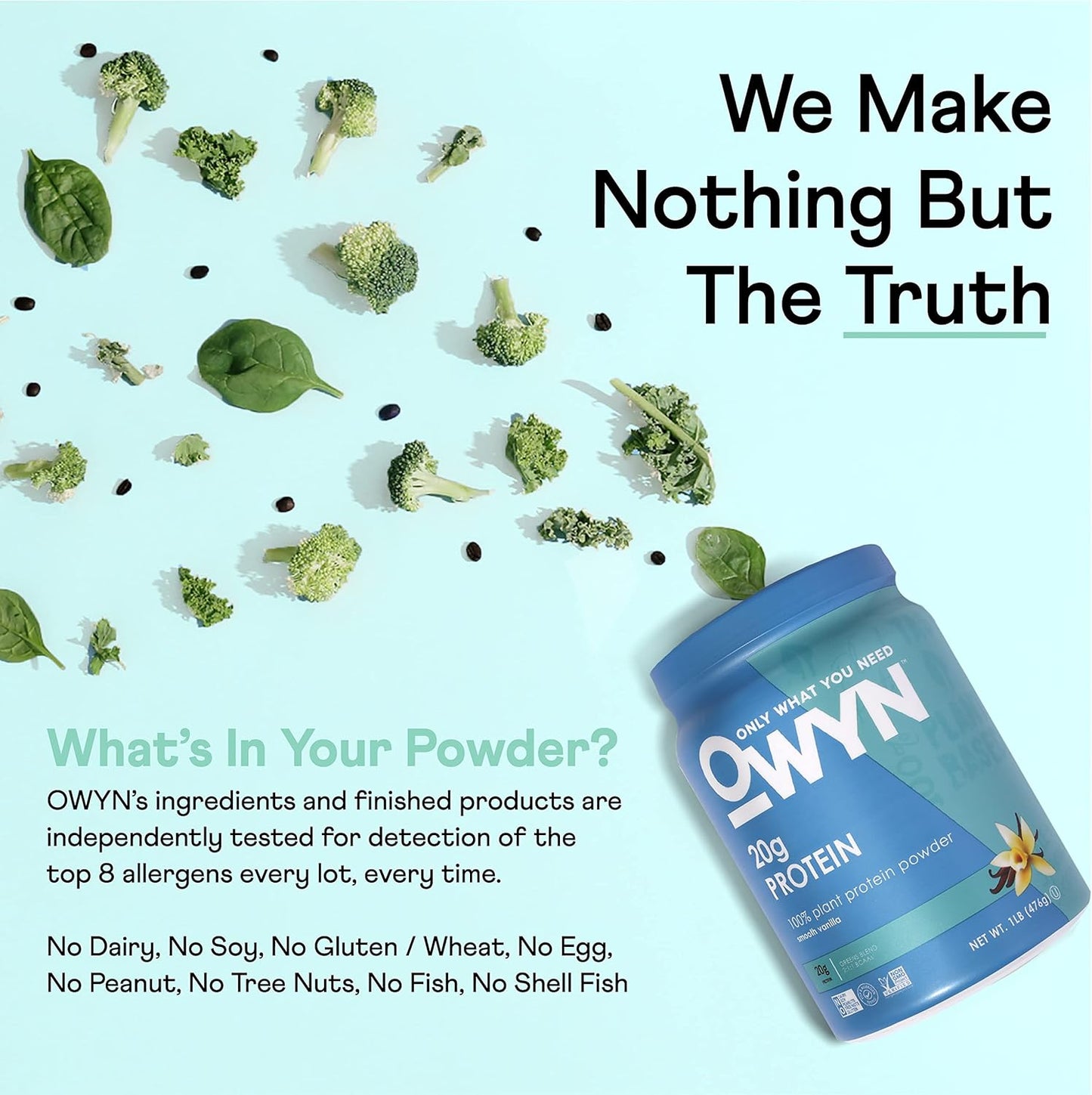 OWYN Plant-Based Protein Powder in Smooth Vanilla Flavor - 1.05 lbs
