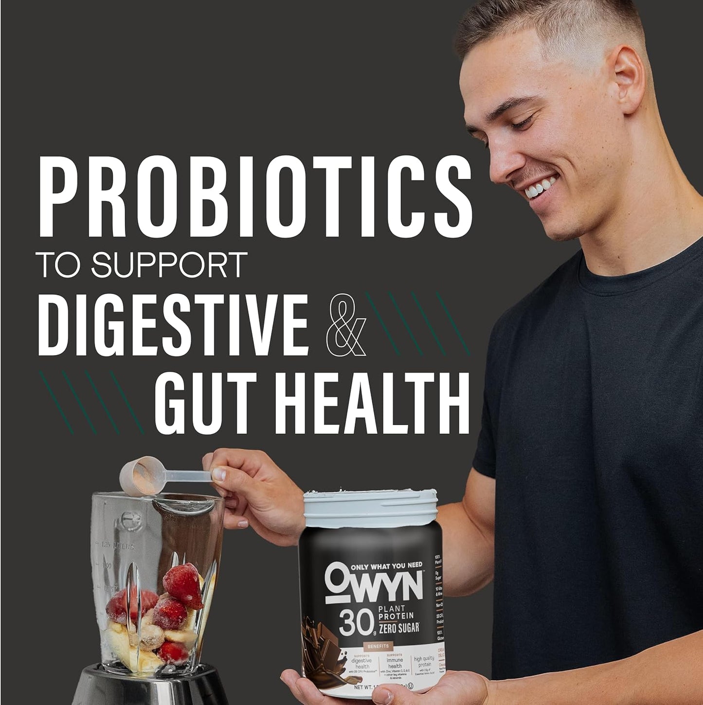 OWYN Pro Elite High Protein Powder - 30g Vegan Protein for Workout Recovery - Delicious Chocolate Flavor - Zero Sugar - Low Net Carbs - 12 Servings (1.32 LB)