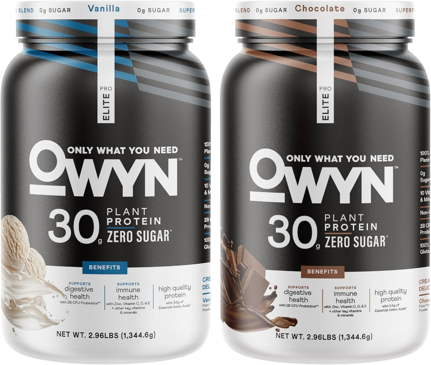 OWYN Pro Elite Vegan Plant-Based High Protein Powder - 30g, Zero Sugar, Variety Pack - 2 Pack, 2.9 lbs