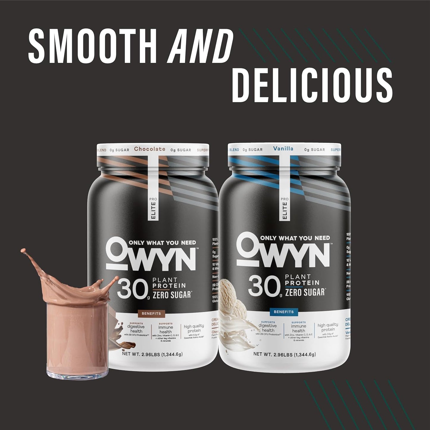 OWYN Pro Elite Vegan Plant-Based High Protein Powder - 30g, Zero Sugar, Variety Pack - 2 Pack, 2.9 lbs