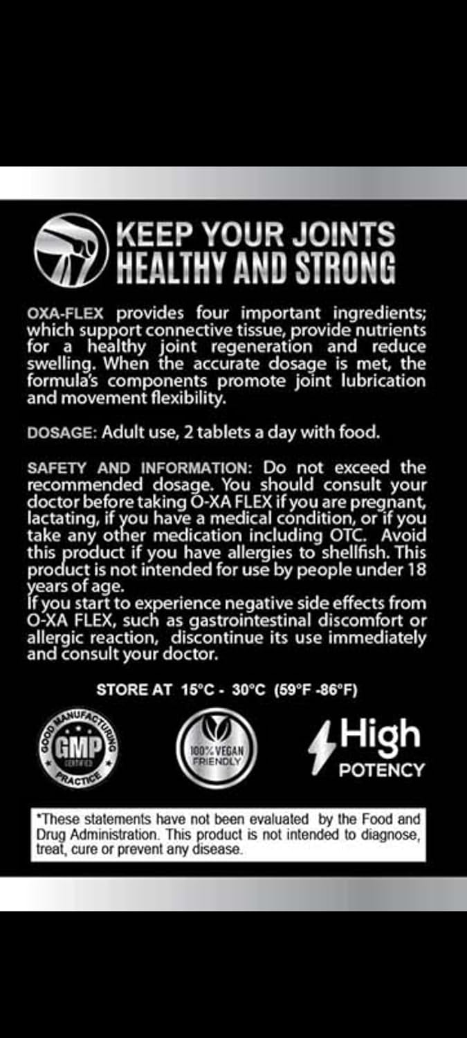 OXA-FLEX Glucosamine Chondroitin MSM Hyaluronic Acid Supplement - 90 Tablets