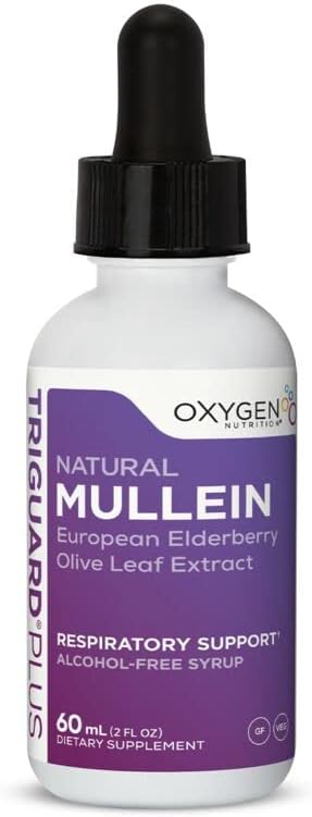 Oxygen Nutrition Mullein Plus Elderberry & Olive Leaf Extract 2 fl oz - Supports Respiratory Health & Immune System | Alcohol-Free, Non-GMO, USA Made