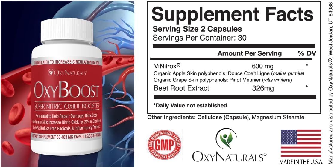 OxyNaturals OxyBoost - Nitric Oxide Supplement for Increased Energy and Performance - 30 Servings
