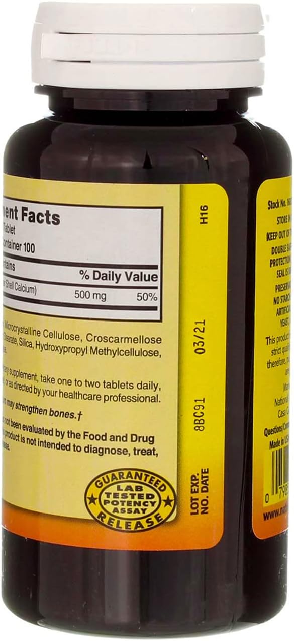 Oyster Shell Calcium 500 mg Tablets - 100 ct, Pack of 3 by Nature's Blend