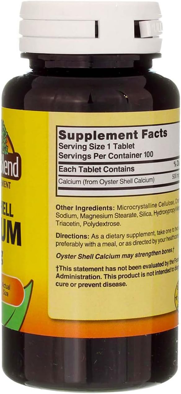 Oyster Shell Calcium 500 mg Tablets - 100 ct, Pack of 3 by Nature's Blend