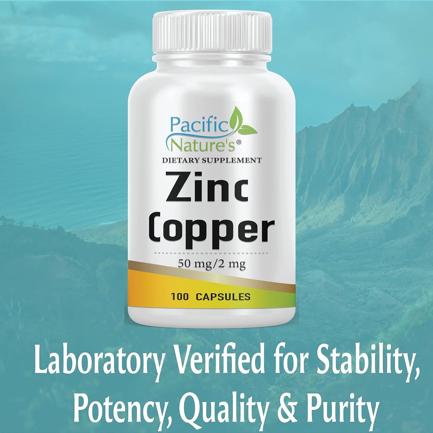 Pacific Nature's Immune Support Zinc Copper Supplement - 100 Capsules with Zinc Gluconate and Copper Sulphate - Gluten Free, Non-GMO Formula