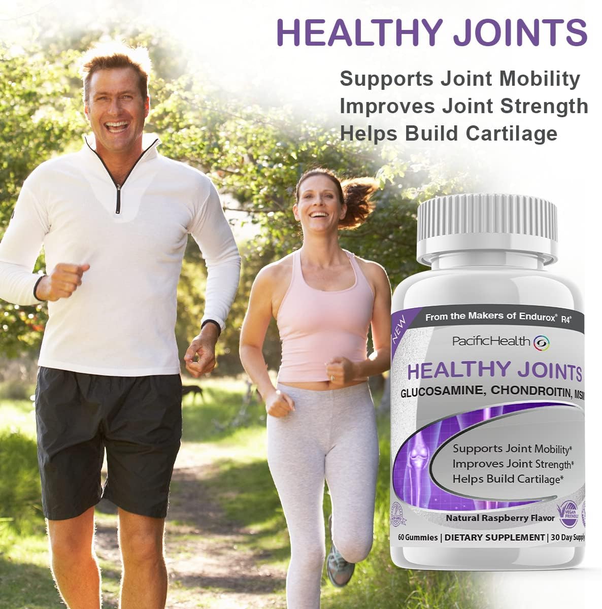 PacificHealth Healthy Joints Gummies - Joint Support with Glucosamine, Chondroitin, and MSM - 60 Gummies for Mobility