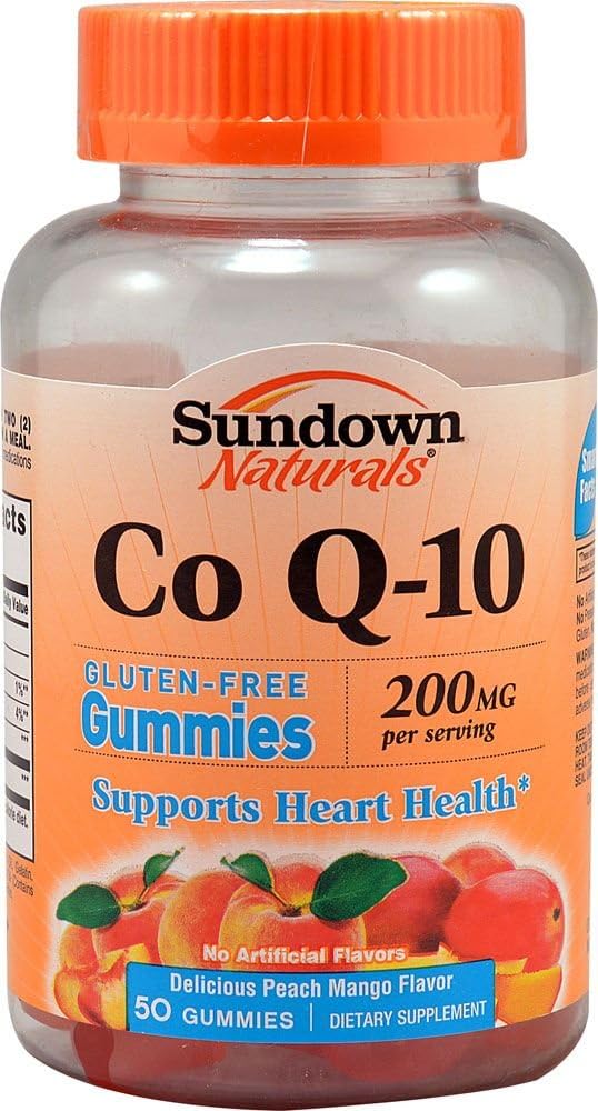 Pack of 100 Sundown Naturals Co Q-10 200mg Gummies in Peach Mango Flavor
