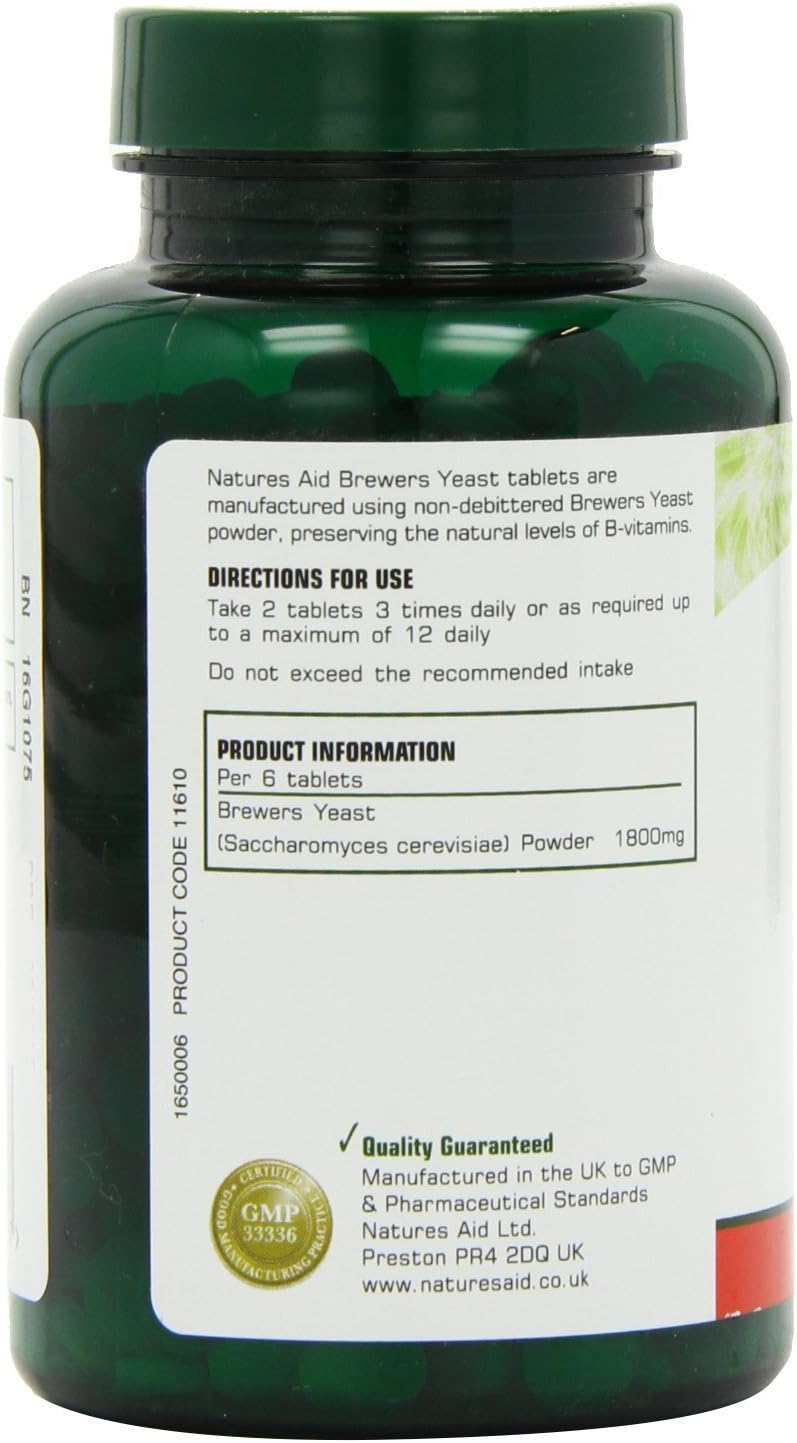 Pack of 1000 Natures Aid Brewers Yeast 300mg Tablets - Natural Source of B Vitamins for Overall Health and Wellbeing