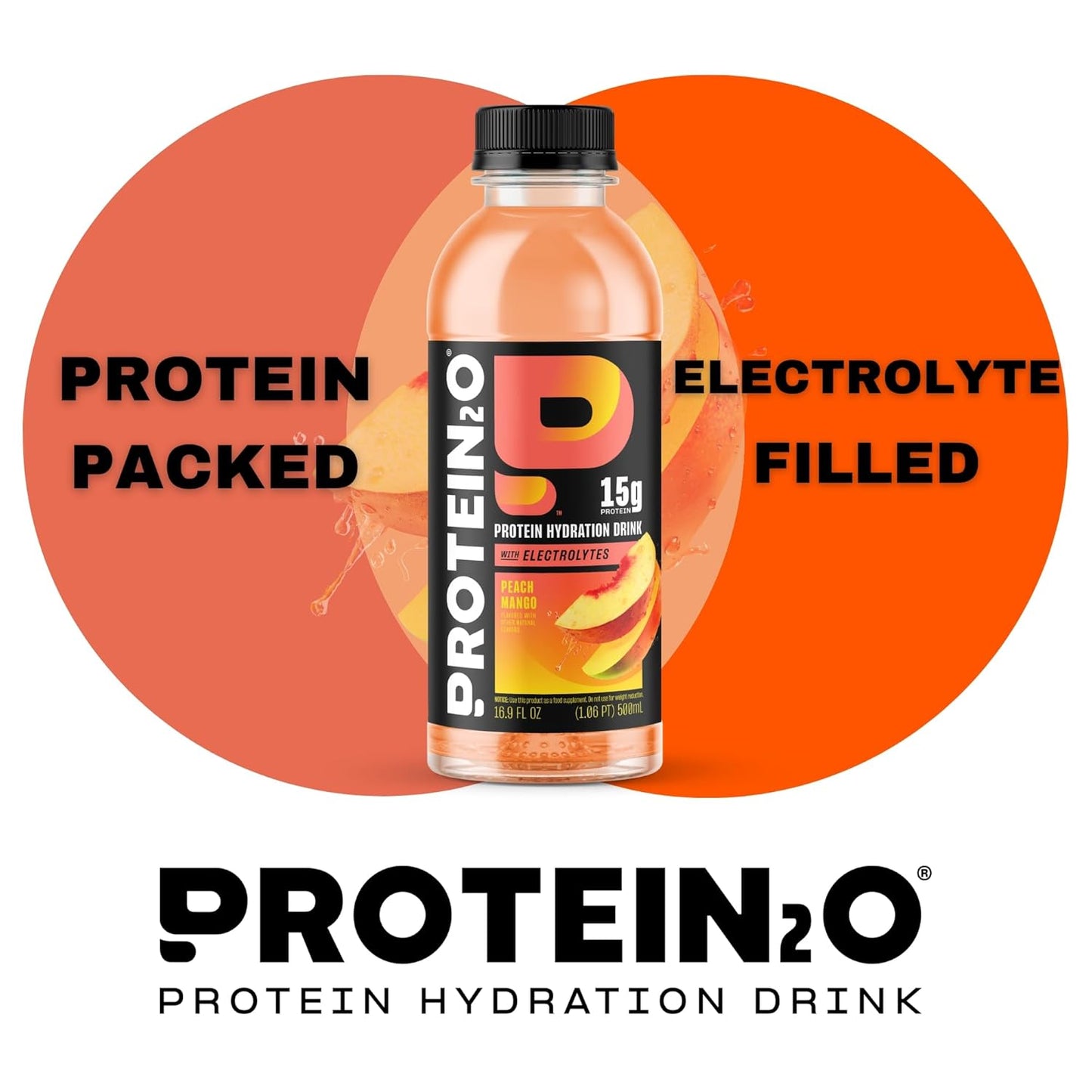 Pack of 12 Protein2o Peach Mango Whey Protein Infused Water, 15g Protein, 16.9 Oz Bottle - BoostGo Australia