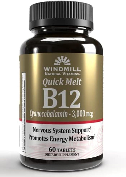 Pack of 120 Windmill B-12 3000 mcg Quick Melt Tablets