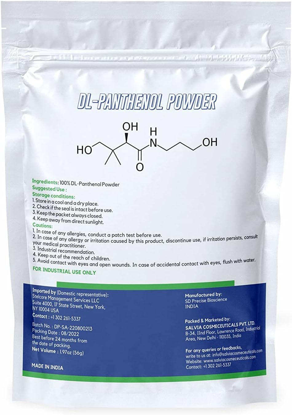 Pack of 2 - 1.97oz MYOC DL-Panthenol Powder Blend (Provitamin B5) - 56gm