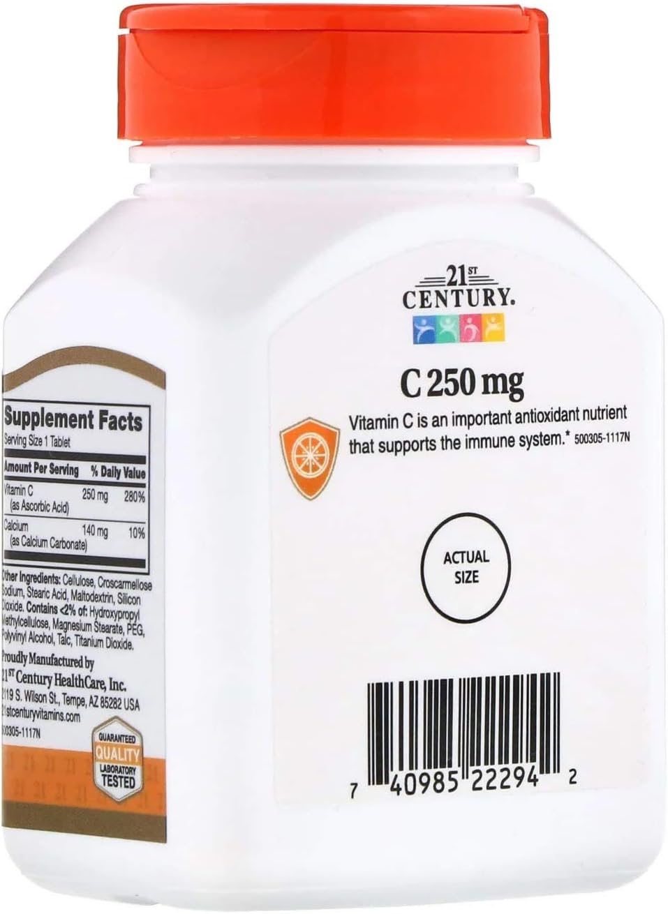Pack of 2 - 21st Century C 250 mg Tablets, 110-Count, Vitamin C Supplement for Immune Support