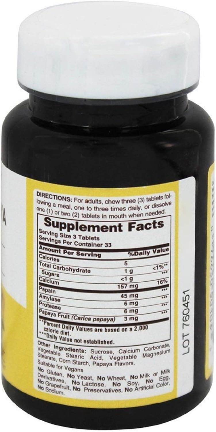 Pack of 2 American Health Original Papaya Enzyme Chewable Tablets - 100 Tablets