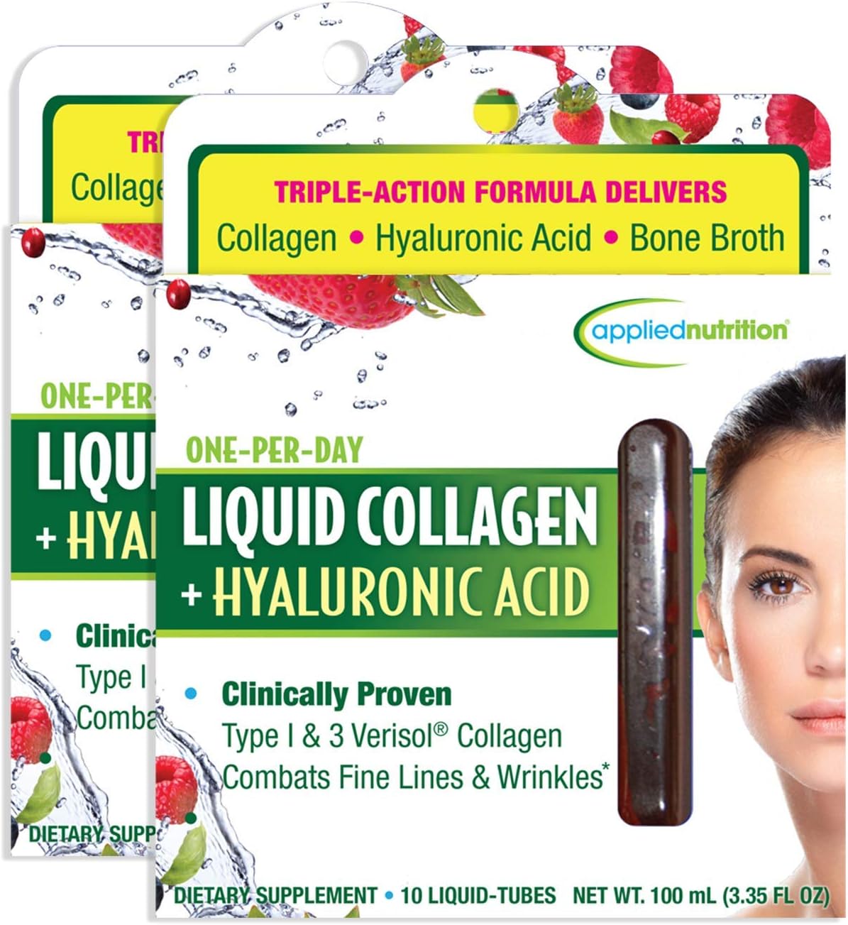 Pack of 2 Applied Nutrition Liquid Collagen with Hyaluronic Acid - 10 Count