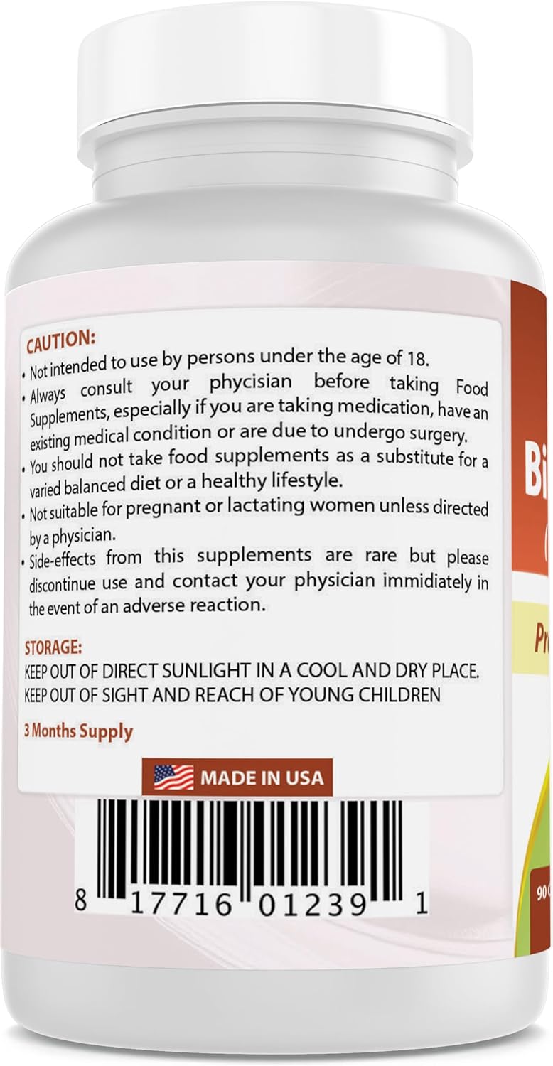 Pack of 2 Best Naturals Bilberry 1000 Mg Capsules - 90 Count Per Bottle - Total of 180 Capsules