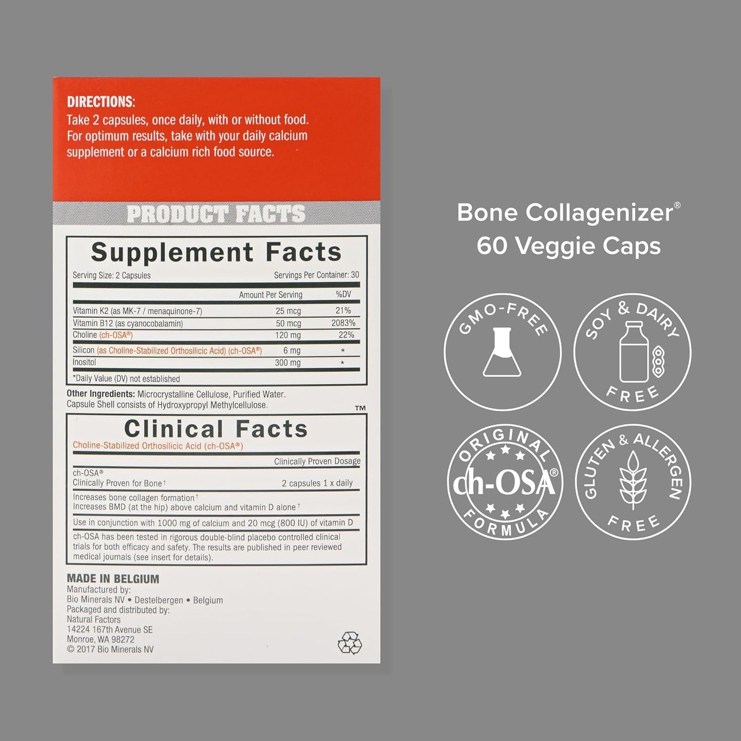Pack of 2 Biosil Bone Collagenizer Ultra Veggie Capsules with ch-OSA Complex - GMO Free, 60-Day Supply