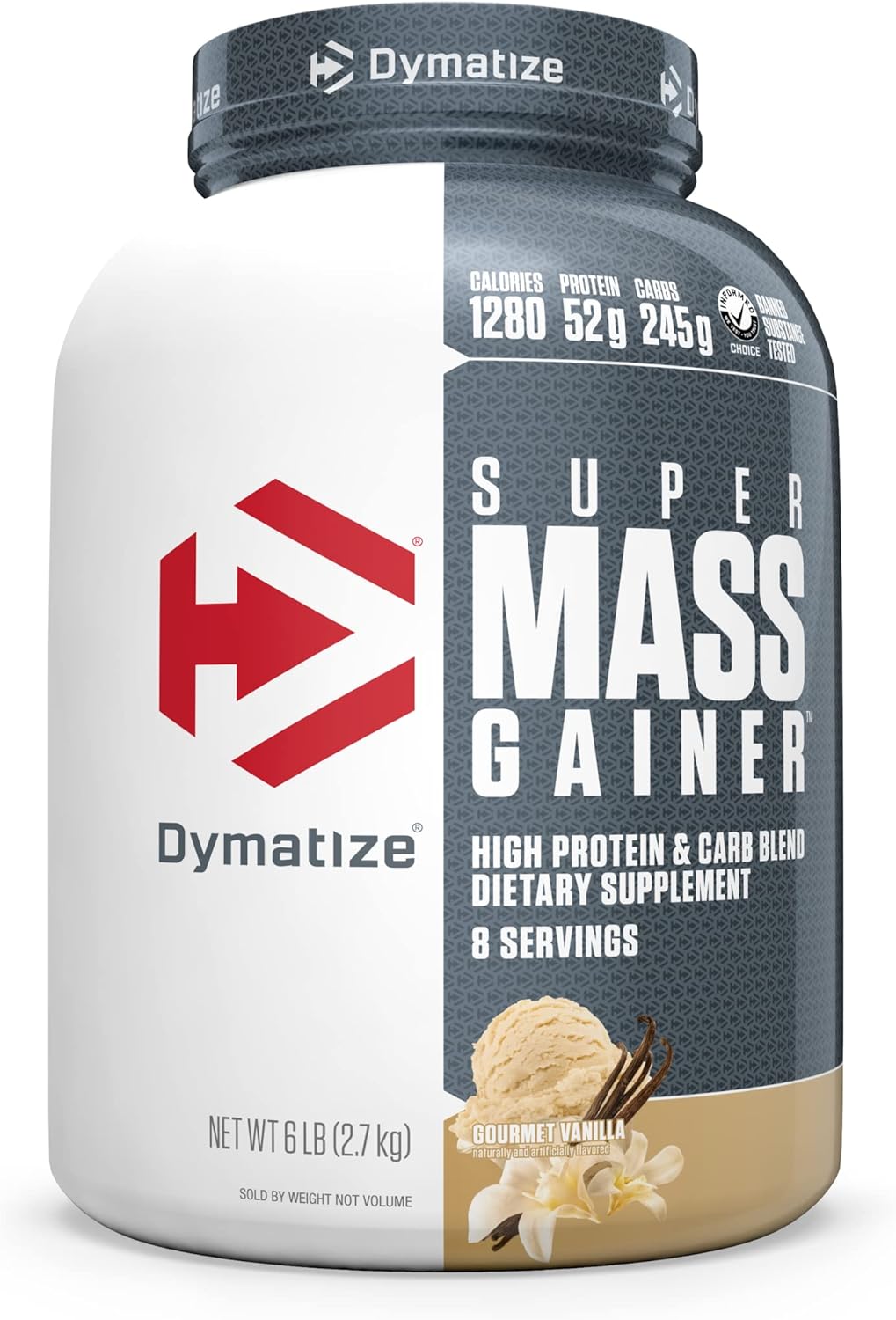 Pack of 2 Dymatize Super Mass Gainer Protein Powder - 6 Pound Gourmet Vanilla & Rich Chocolate with 52g Protein and 1280 Calories