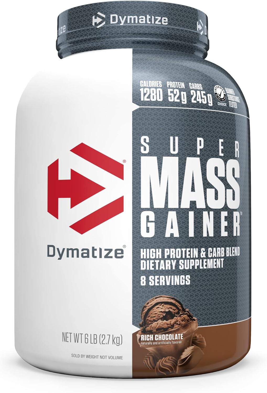 Pack of 2 Dymatize Super Mass Gainer Protein Powder - 6 Pound Gourmet Vanilla & Rich Chocolate with 52g Protein and 1280 Calories