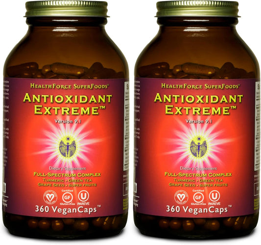 Pack of 2 HealthForce SuperFoods Antioxidant Extreme - 360 Vegan Capsules for Immune Support and Detoxification - BoostGo Australia