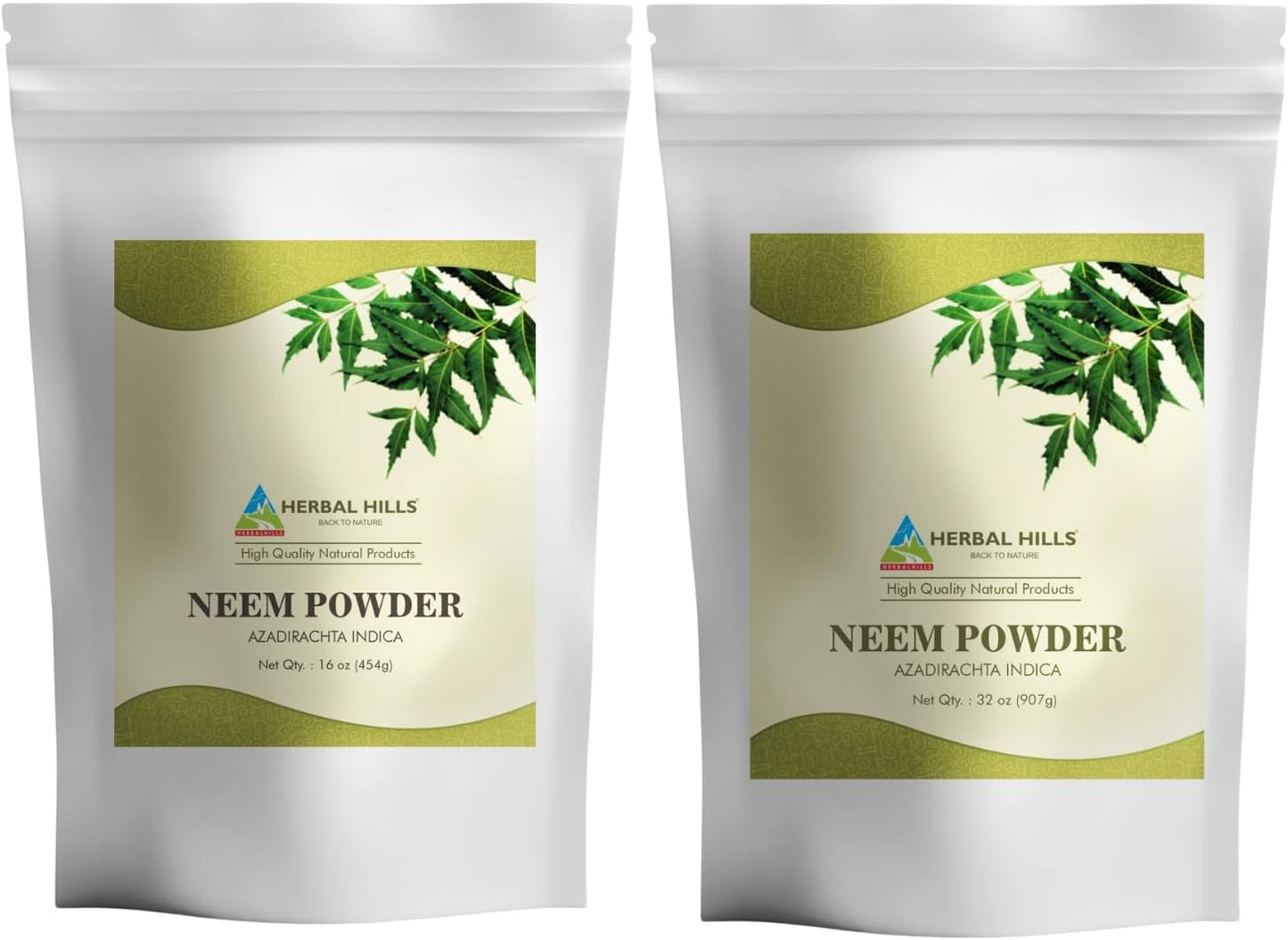 Pack of 2 Herbal Hills Neem Leaf Powder - Pure Neem Supplement from Fresh Leaves
