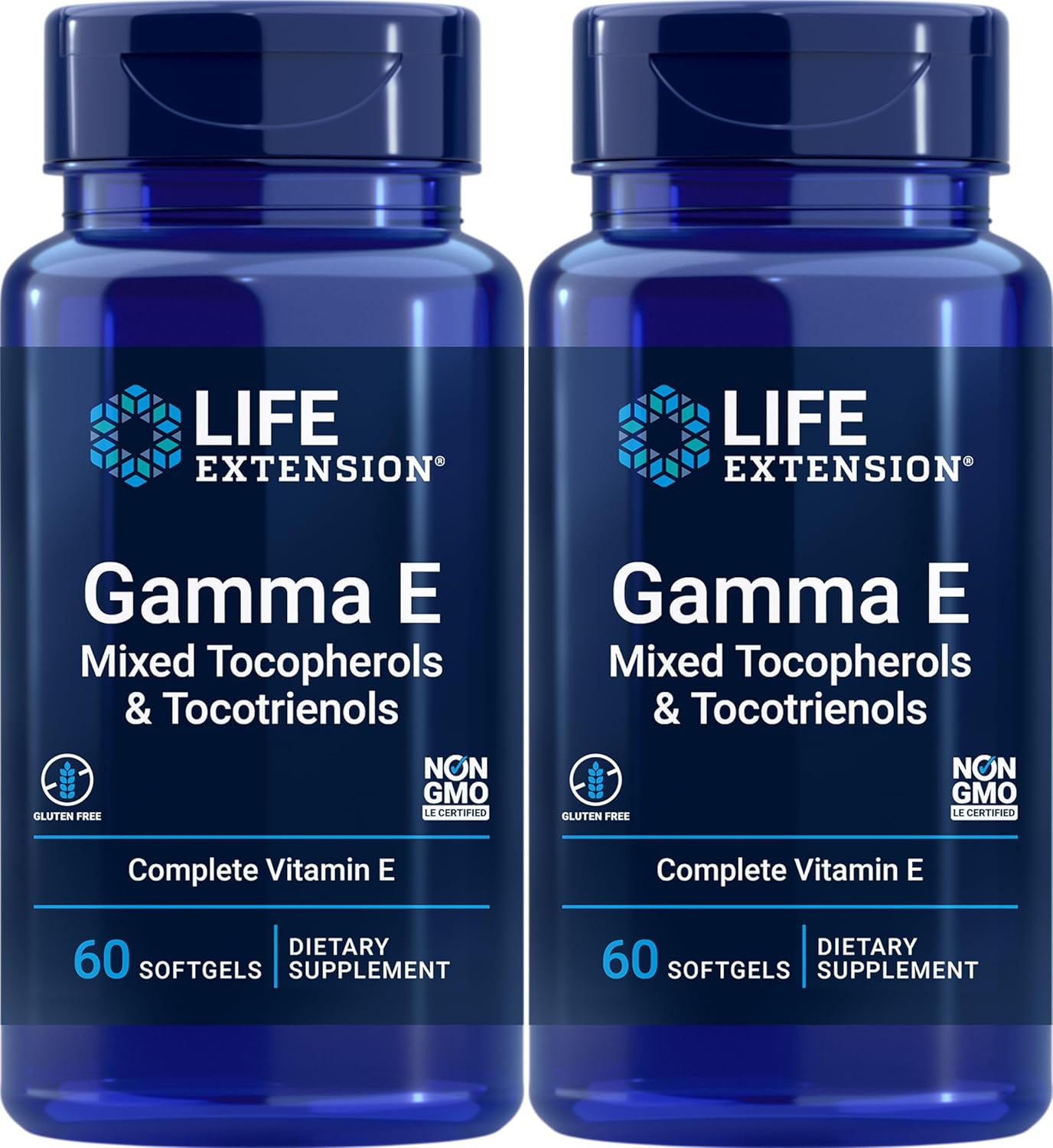 Pack of 2 Life Extension Gamma E Mixed Tocopherols & Tocotrienols Softgels - 60 Count